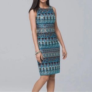 WHBM Blue‎ Black Embroidered Dress Size 4